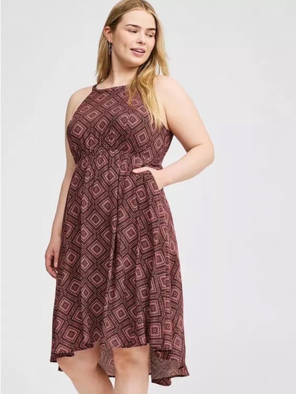 Torrid A-Line Mini Dress Geo-Print Brown